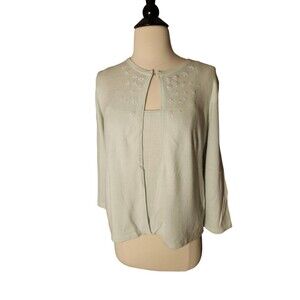 The Limited Silk Cashmere Sweater Twin Set Womens L Aqua Coquette Cottage NWT